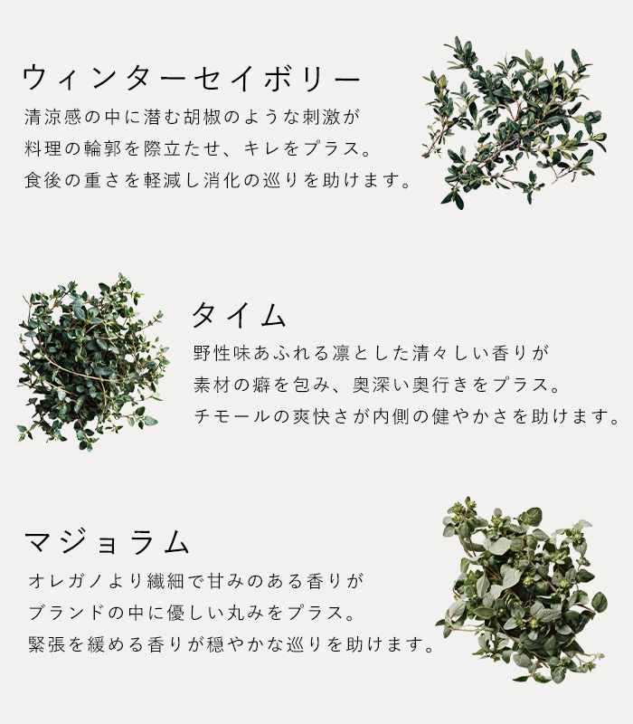 ブレンドハーブソルトに入っている原材料の説明