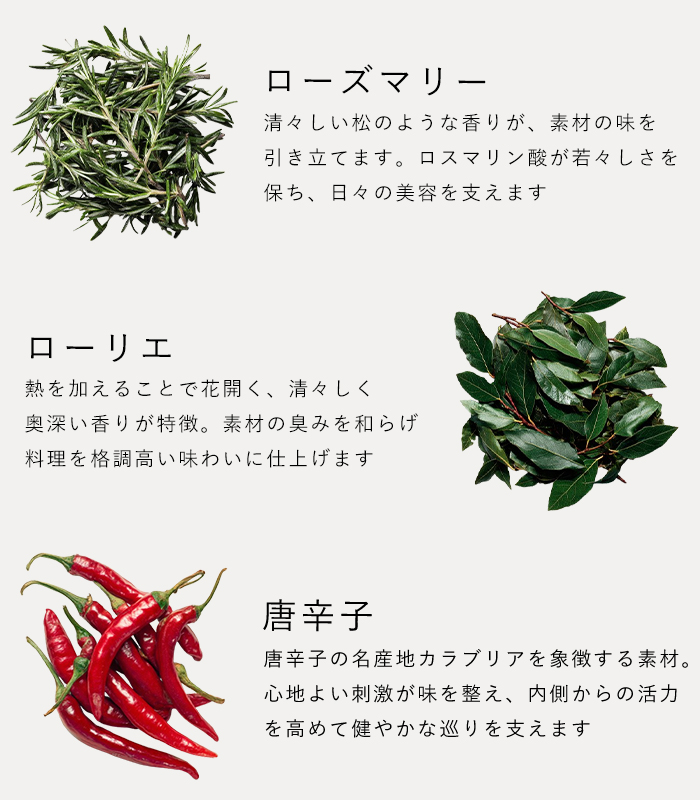 エピクローブのハーブソルト「カラブリア」に含まれる原材料