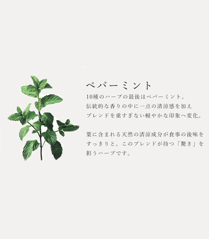 ハーブソルト「エデンアップル」の原材料ペパーミントの説明